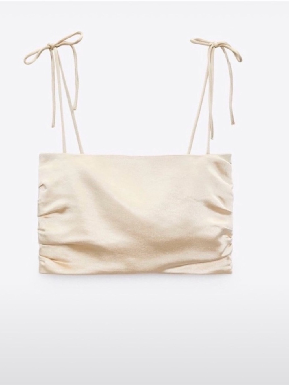 Zara Women’s White Smocked Tie-Strap Crop Top